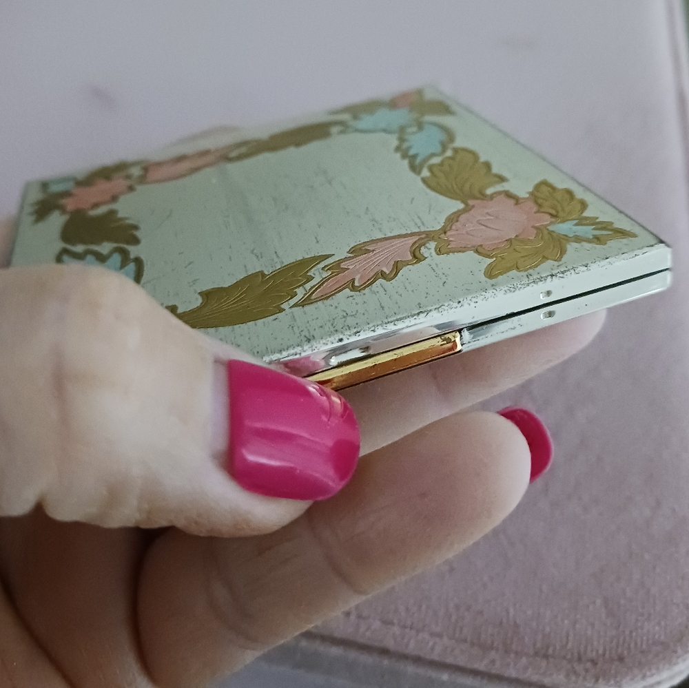Antique Mirror and Powder Case By Zell, 3x3"